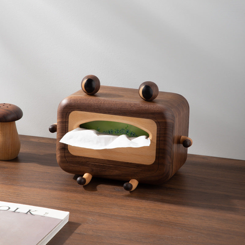 Cute Wooden Monster Tissue Box – Fun Cartoon Tissue Holder for Home & Office