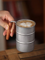 Metal and Wood Coffee Mug with Lid, Industrial - Style Drinkware