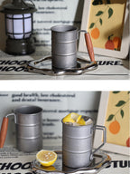 Metal and Wood Coffee Mug with Lid, Industrial - Style Drinkware