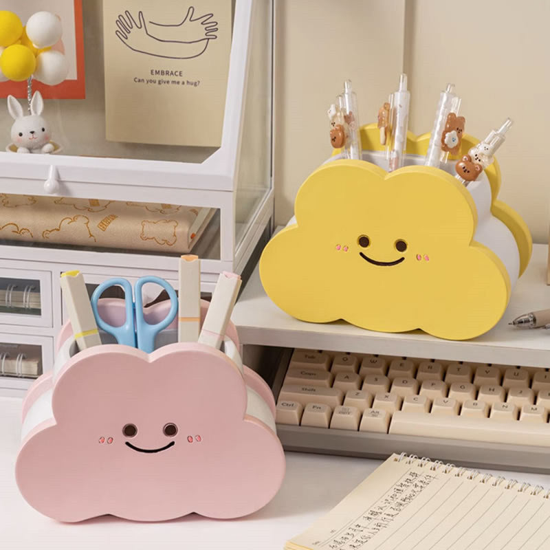 Cute Cloud Resin Pen Holder – Smiling Desk Organizer for Pens, Pencils