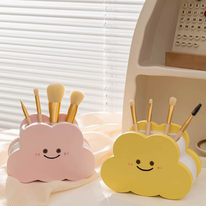 Cute Cloud Resin Pen Holder – Smiling Desk Organizer for Pens, Pencils