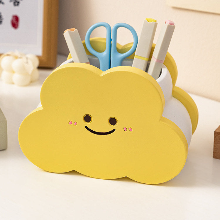 Cute Cloud Resin Pen Holder – Smiling Desk Organizer for Pens, Pencils