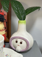 Cute Garlic - Shaped Ceramic Vase, Whimsical Flower Holder for Home Decor