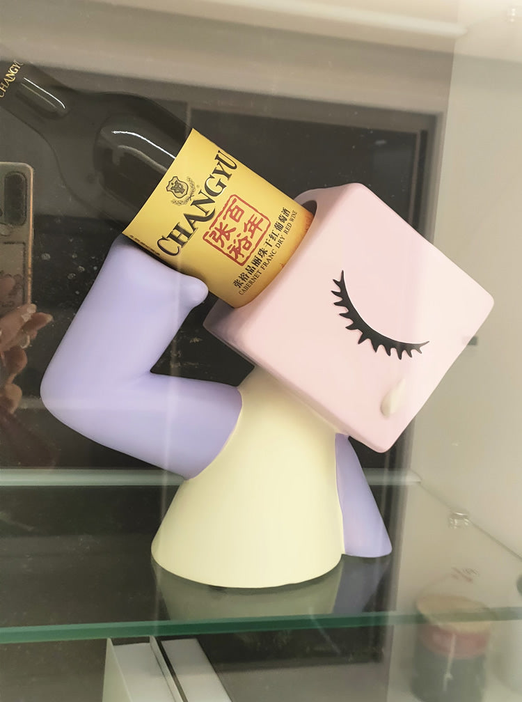 Cute Cartoon - Style Wine Bottle Holder, Whimsical Resin Wine Rack for Home Decor