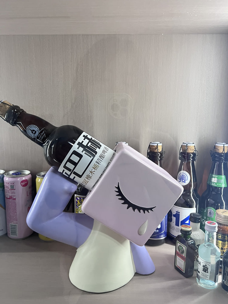 Cute Cartoon - Style Wine Bottle Holder, Whimsical Resin Wine Rack for Home Decor