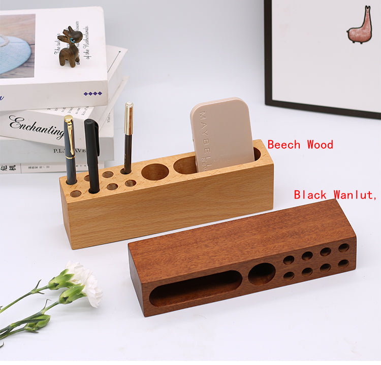 Wooden Desk Organizer, Wooden Multi - Compartment Pen Holder,Business Card Holder