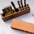 Wooden Desk Organizer, Wooden Multi - Compartment Pen Holder,Business Card Holder