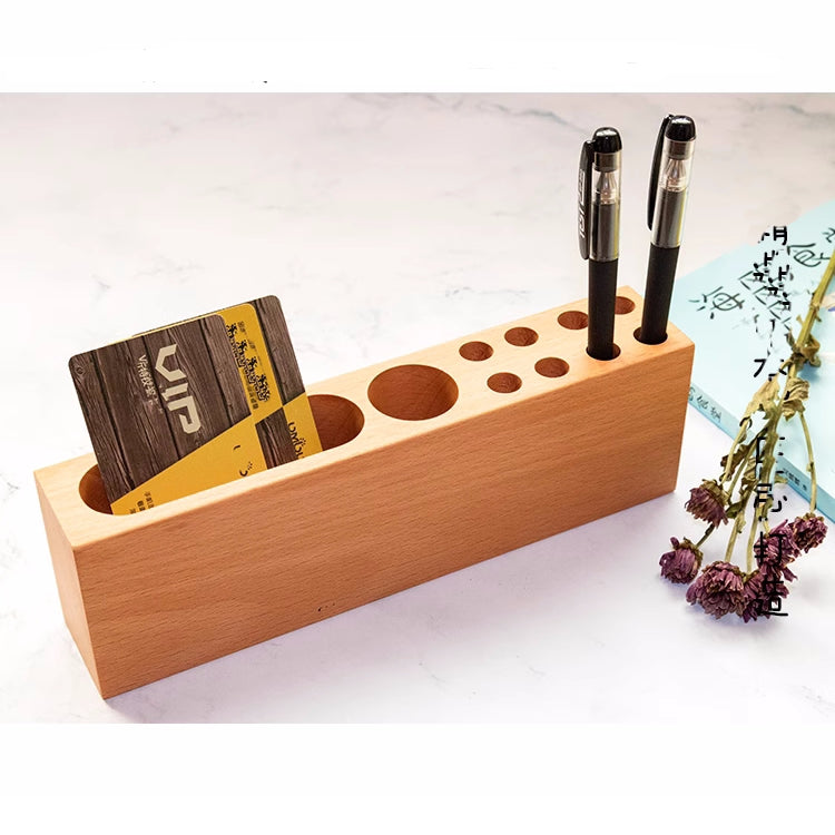 Wooden Desk Organizer, Wooden Multi - Compartment Pen Holder,Business Card Holder