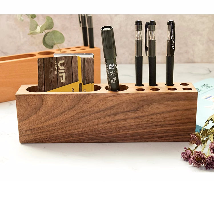 Wooden Desk Organizer, Wooden Multi - Compartment Pen Holder,Business Card Holder