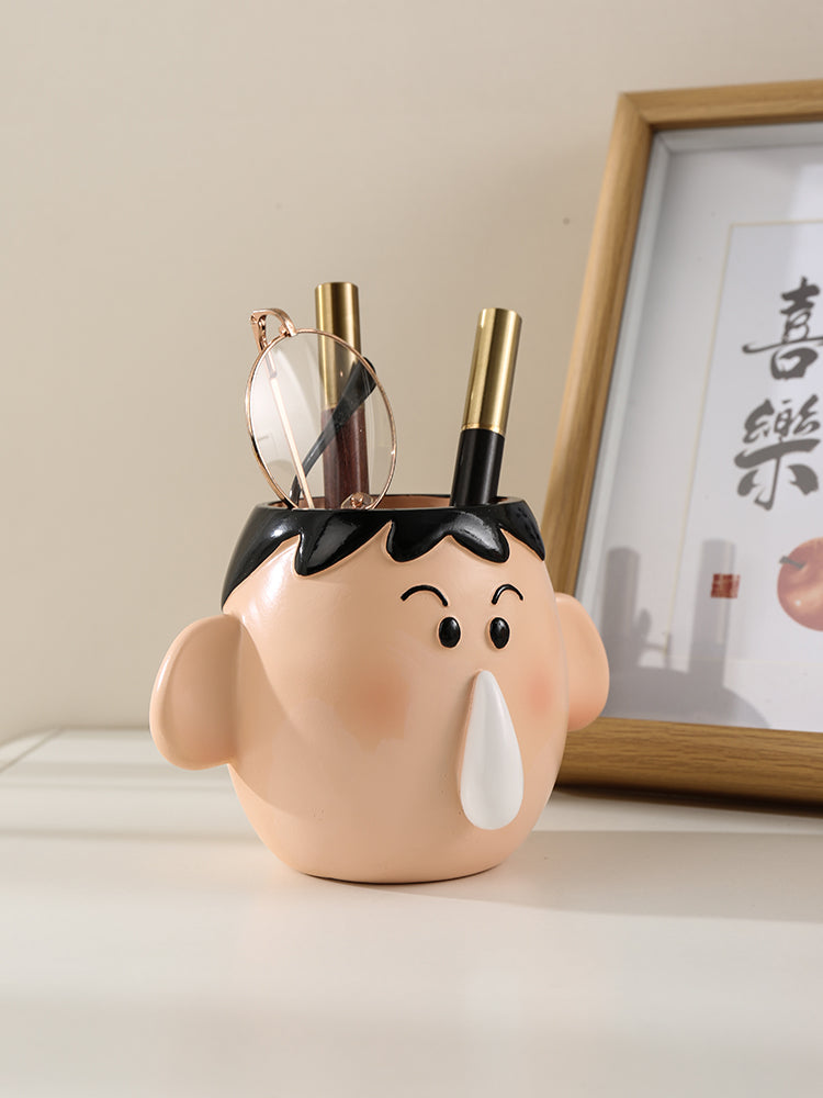 Cute Cartoon Character Pen Holder, Whimsical Desk Organizer for Pens & Small Items