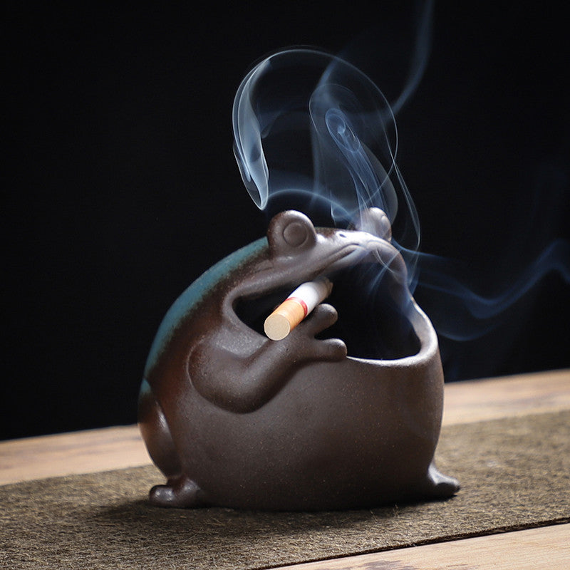 Frog - Shaped Ceramic Ashtray, Cute Animal - Themed Cigarette Ashtray