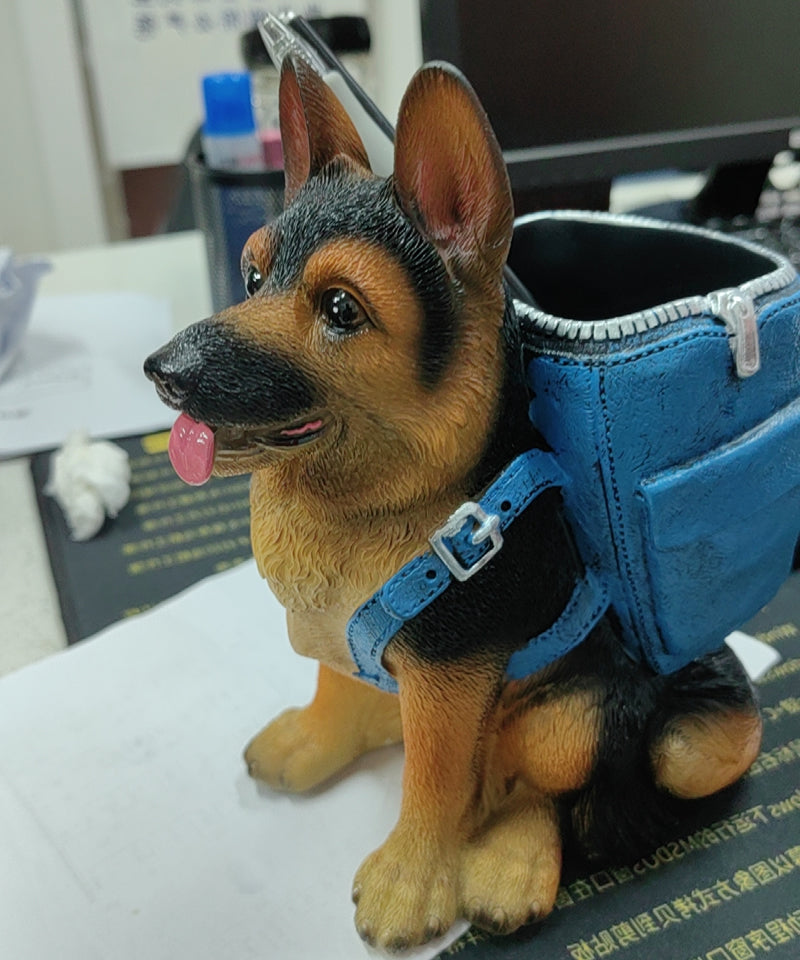 Funny Shepherd Dog Pen Holder,Cute Desk Organizer for Office & Home
