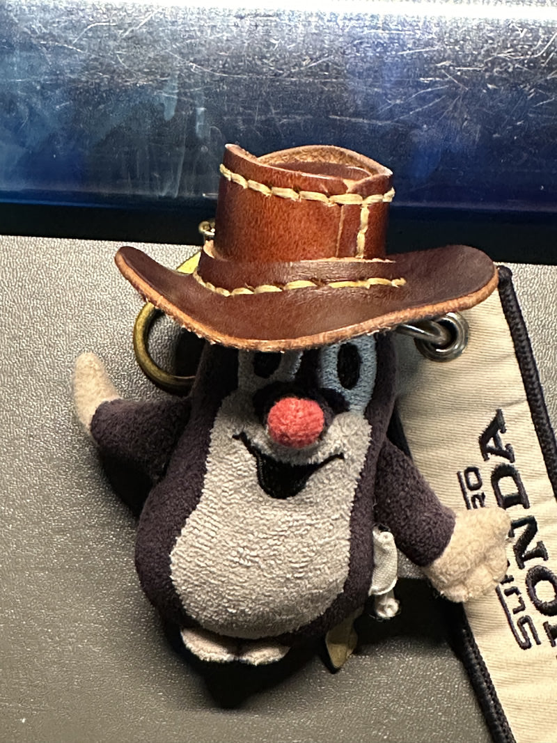 Handmade Leather Cowboy Hat Keychain, Western - Style Key Ring with Turquoise Accent