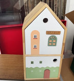 Cute Wooden House - Shaped Tissue Box with Drawer, Multifunctional Desk Organizer