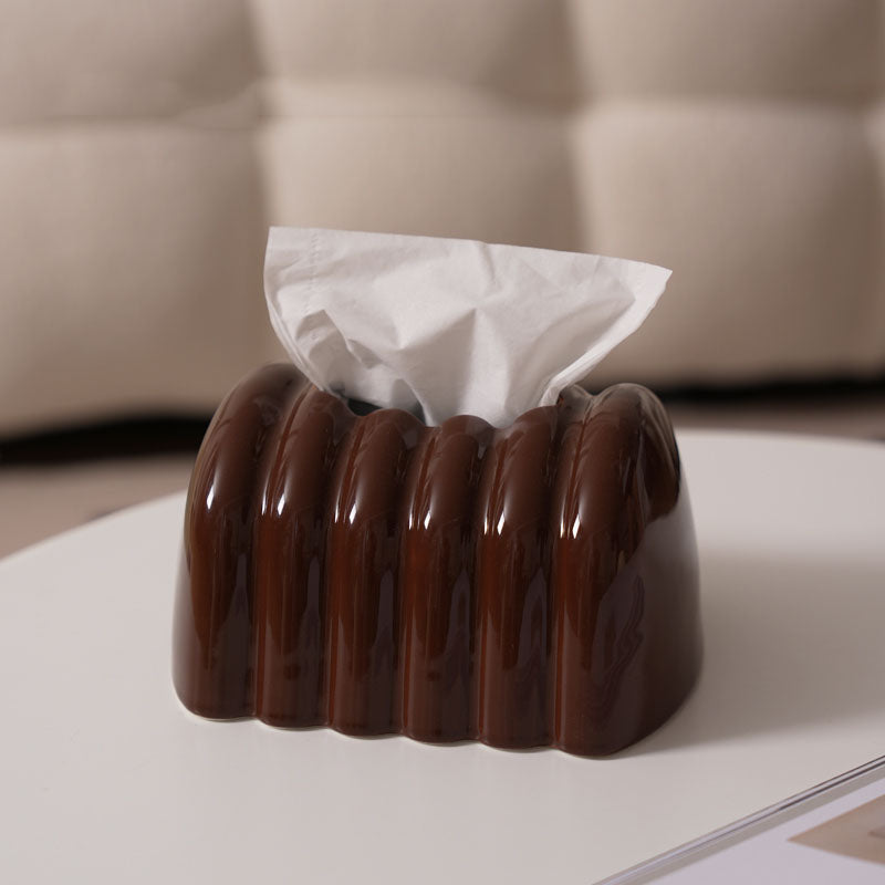 Ceramic Chocolate Tissue Box,for Kitchen, Living Room & Office Decor