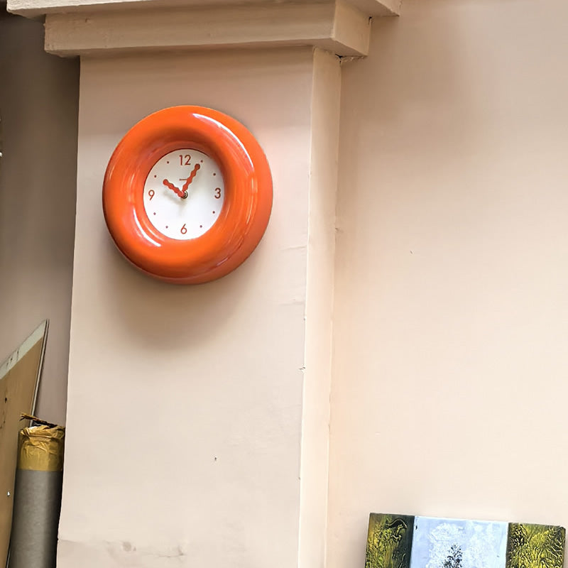 Modern Orange Circular Wall Clock - Vibrant Round Clock for Home & Office Decor