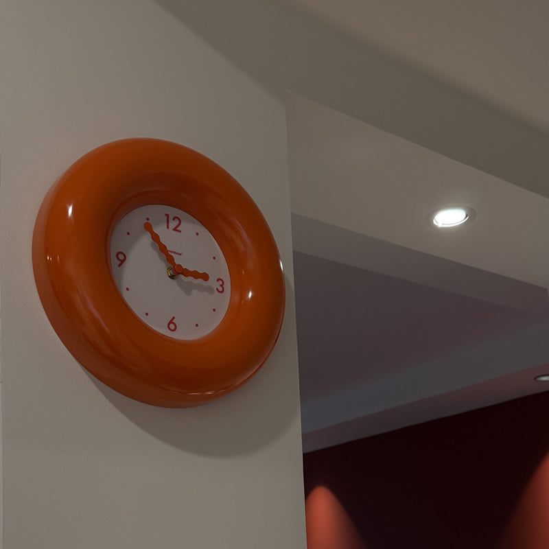 Modern Orange Circular Wall Clock - Vibrant Round Clock for Home & Office Decor