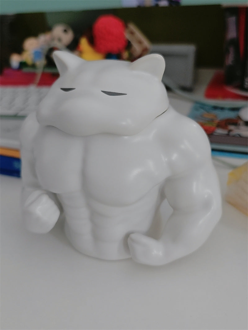 Muscular Dog & Human - Shaped Ceramic Mugs/Pen Holders, Novelty Desk Organizers