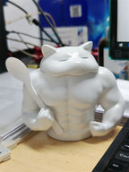 Muscular Dog & Human - Shaped Ceramic Mugs/Pen Holders, Novelty Desk Organizers