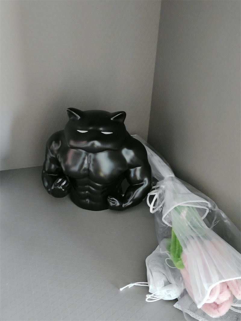 Muscular Dog & Human - Shaped Ceramic Mugs/Pen Holders, Novelty Desk Organizers