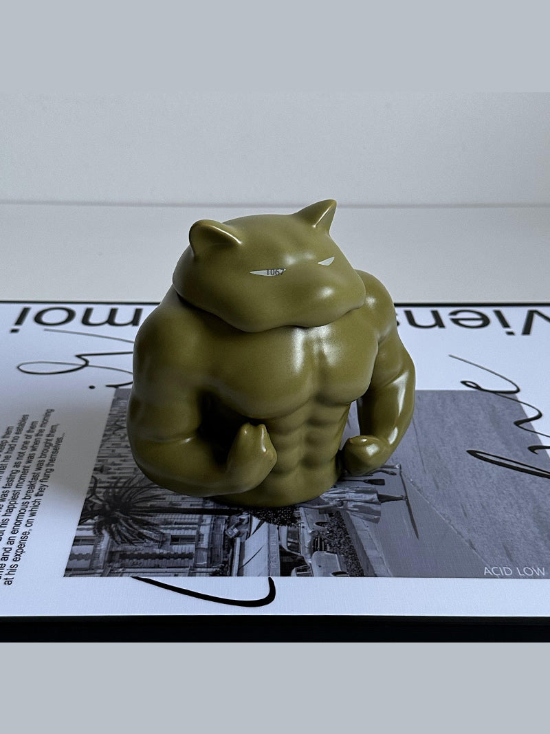Muscular Dog & Human - Shaped Ceramic Mugs/Pen Holders, Novelty Desk Organizers