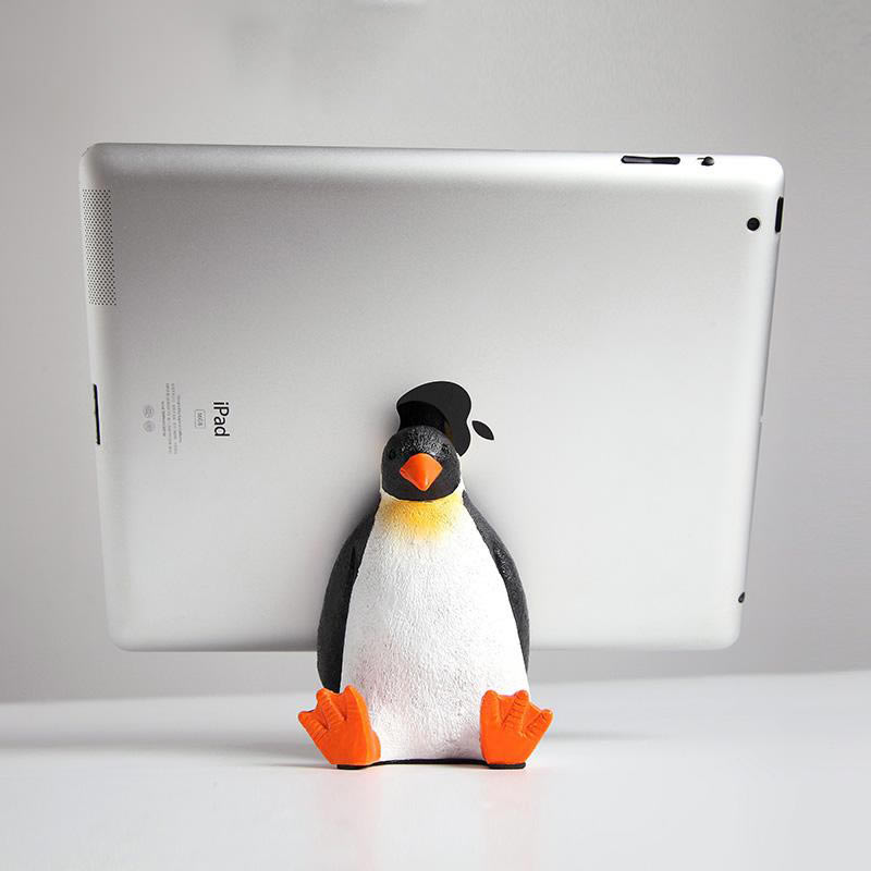 Cute Resin Penguin Phone & iPad Stand, Animal - Shaped Tablet & Cell Phone Holder