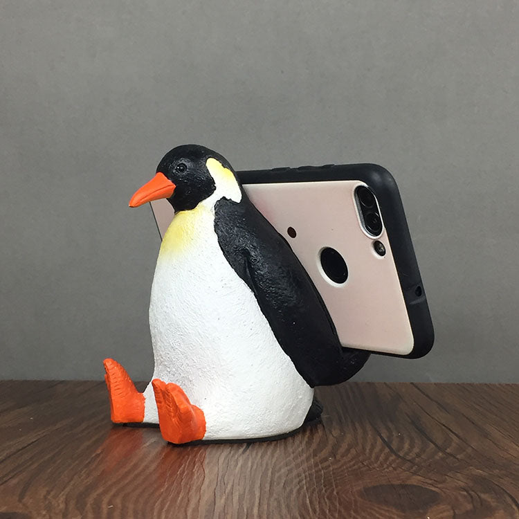 Cute Resin Penguin Phone & iPad Stand, Animal - Shaped Tablet & Cell Phone Holder