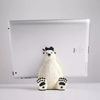 Cute Resin Polar Bear Phone & iPad Stand, Animal - Shaped Tablet and Cell Phone Holder