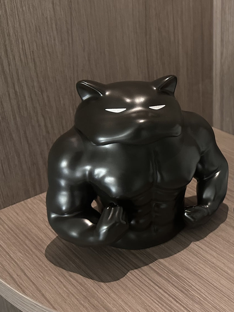 Muscular Dog & Human - Shaped Ceramic Mugs/Pen Holders, Novelty Desk Organizers