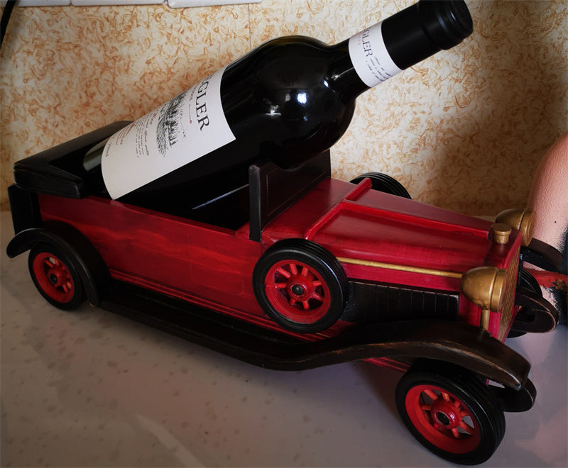Vintage Car - Shaped Wine Bottle Holder, Decorative Wooden Wine Rack