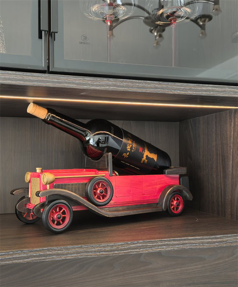 Vintage Car - Shaped Wine Bottle Holder, Decorative Wooden Wine Rack