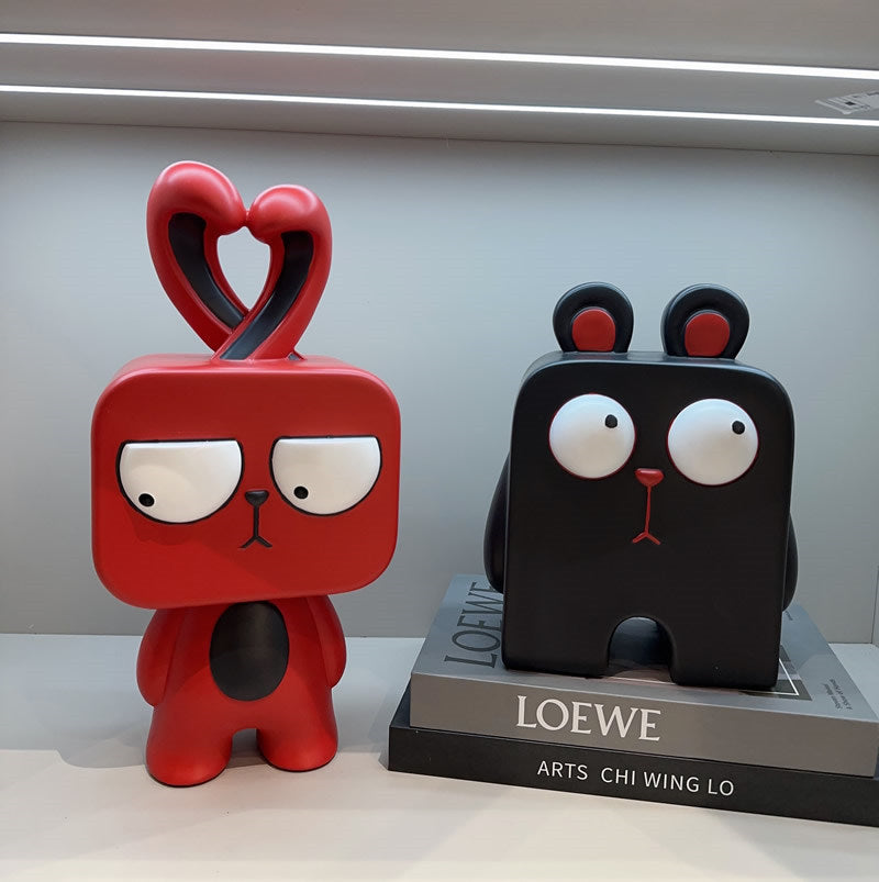 Whimsical Resin Animal Figurine Set - Modern Art Bear & Rabbit Desktop Decor