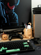 Cute Wooden Monster Desk Organizer, Multi - Function Pen Holder with Clip Storage