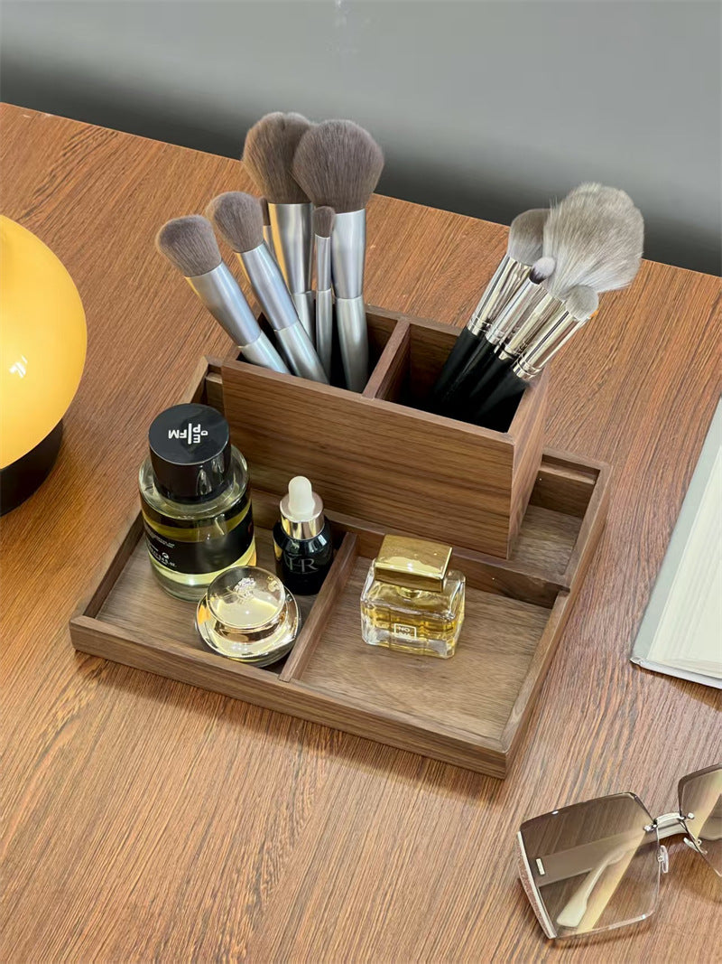 Wooden Desk Organizer with Multi - Compartments - For Makeup, Pens, and Office Supplies
