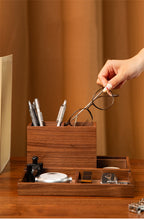 Wooden Desk Organizer with Multi - Compartments - For Makeup, Pens, and Office Supplies