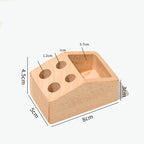 Wooden Desk Organizer with Pen Holders and Storage Compartment