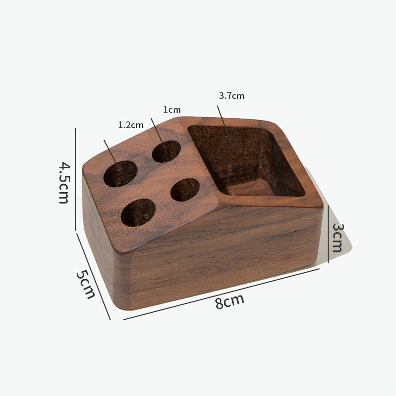 Wooden Desk Organizer with Pen Holders and Storage Compartment